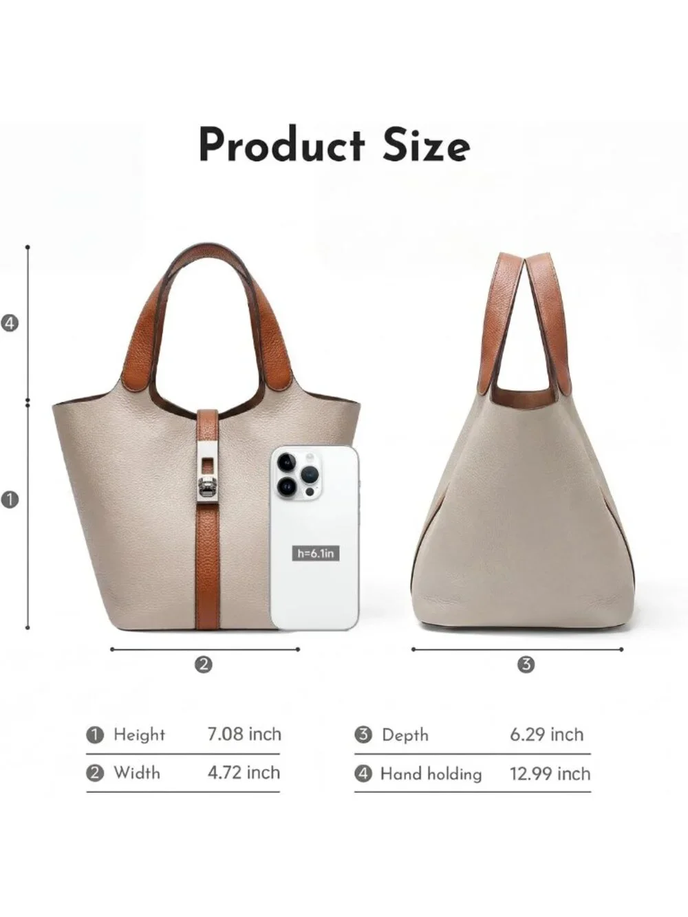 Stylish Vegan Leather Tote Bag for Women - Bucket Handbag with Detachable Purse